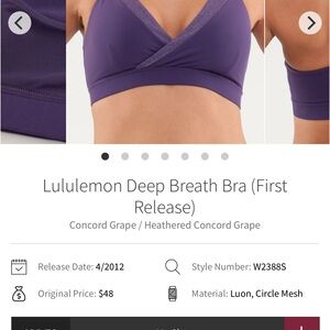 lululemon athletica Concord Grape Deep Breath Bra